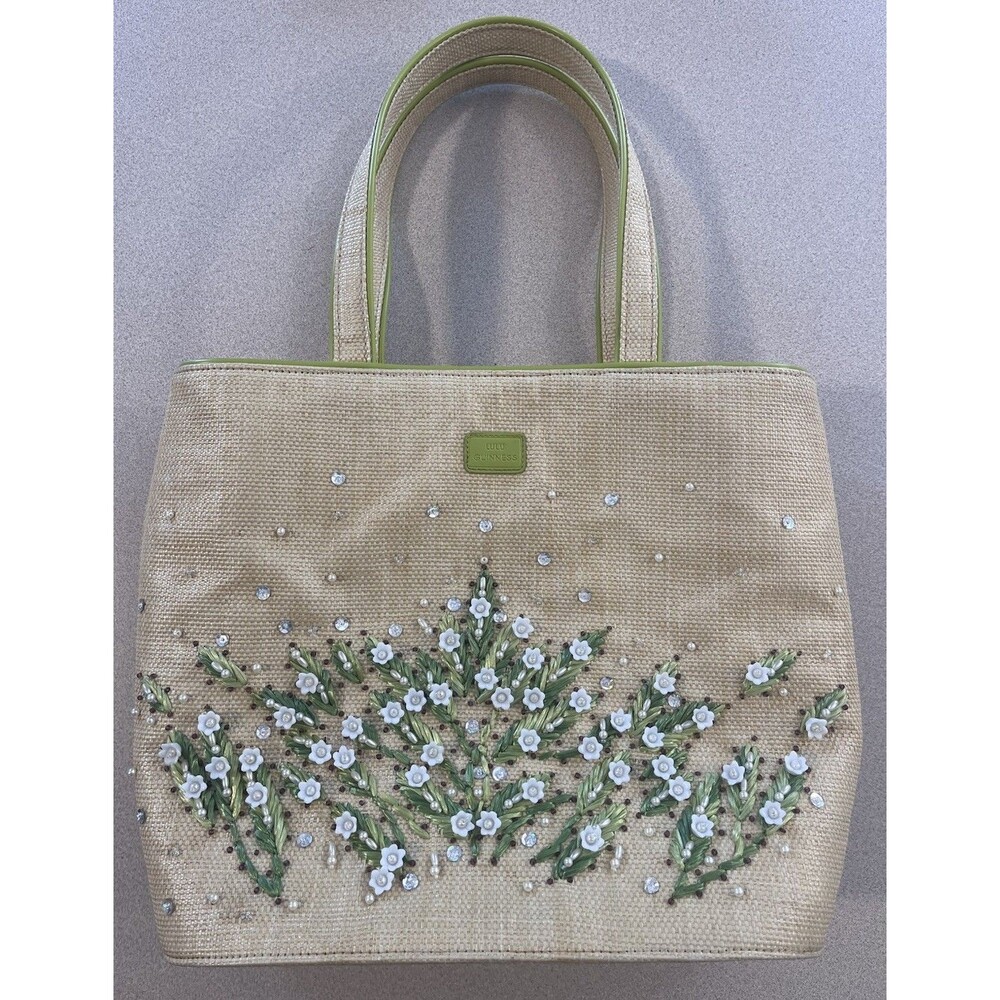 Lulu Guinness 3D Floral Embroidered Straw Handbag